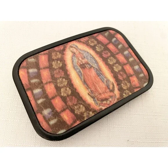 Men's Virgin Mary Belt Buckle No Belt Black Metal Religious Belief Religion - Picture 3 of 4